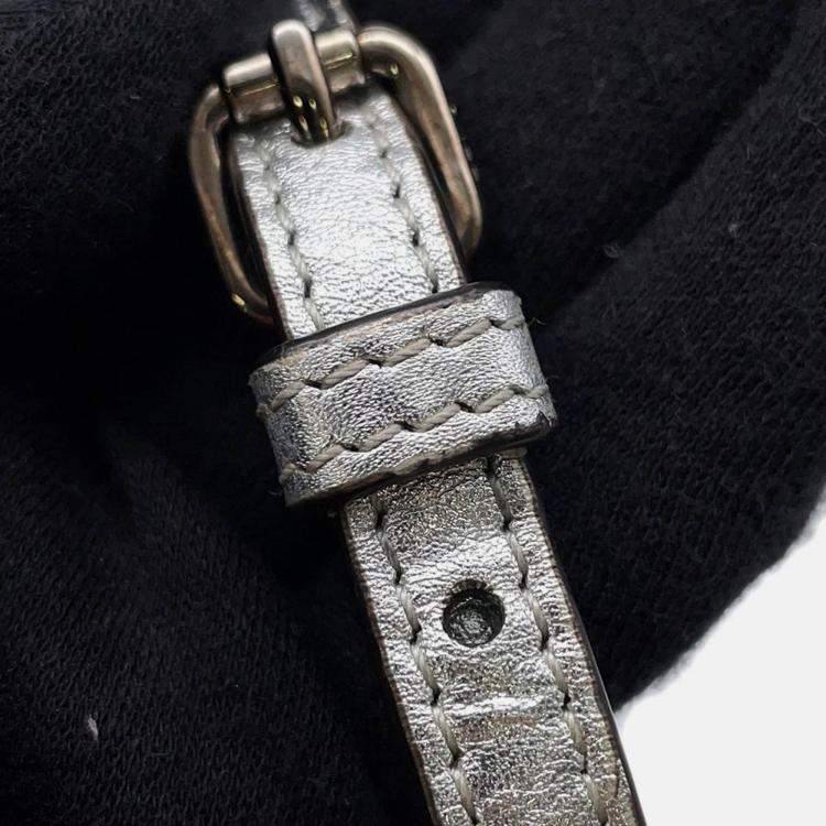 Pre Owned Fendi Peekaboo 2Waybag Silver Leather Size Mini