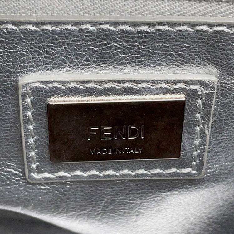 Pre Owned Fendi Peekaboo 2Waybag Silver Leather Size Mini