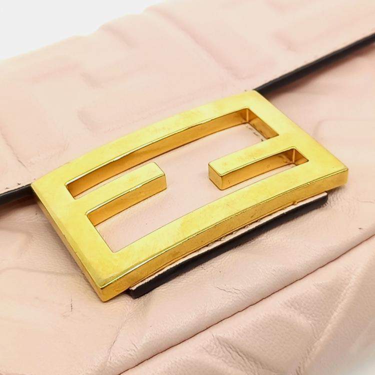 Pre Owned Fendi Pink Leather Baguette Mini