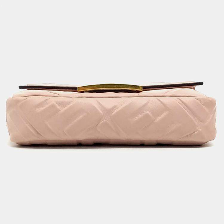 Pre Owned Fendi Pink Leather Baguette Mini