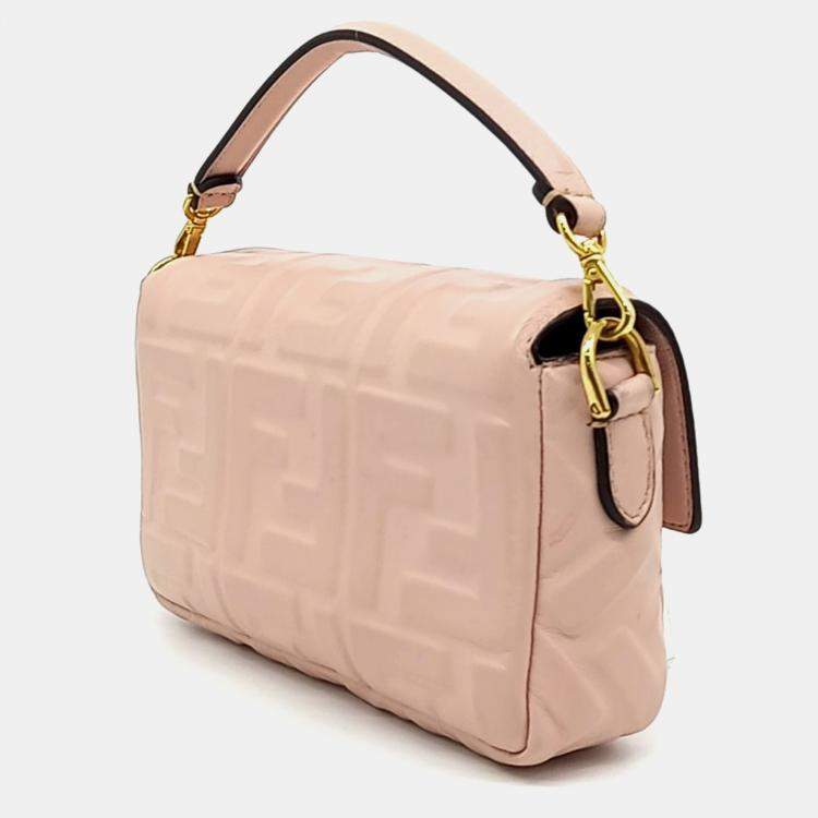 Pre Owned Fendi Pink Leather Baguette Mini