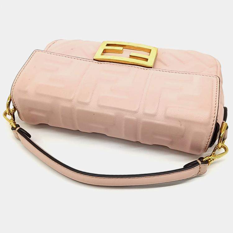 Pre Owned Fendi Pink Leather Baguette Mini