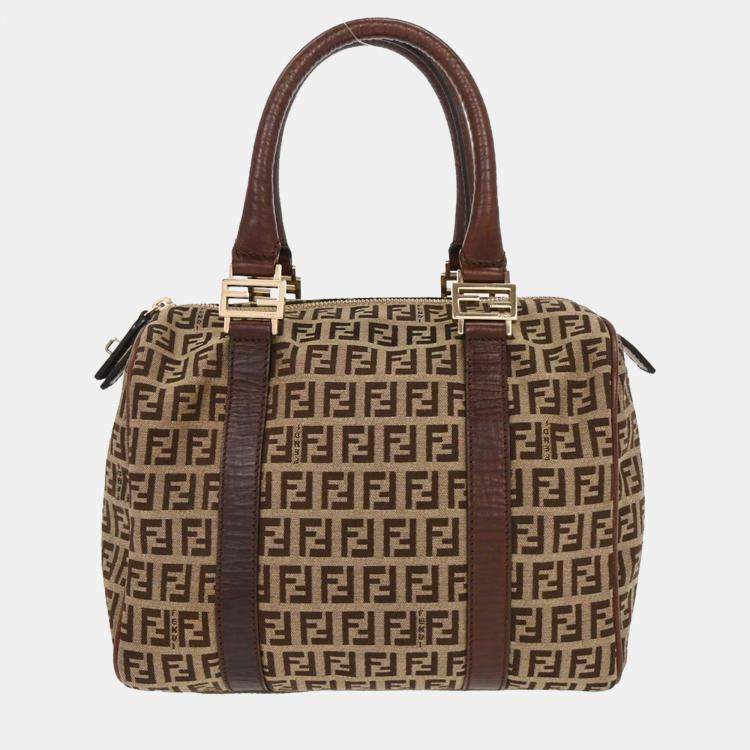 Pre Owned Fendi Brown Zucchino Handbag