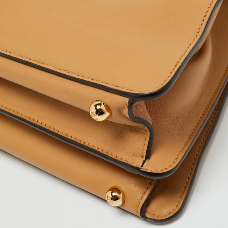 Pre Owned Fendi Tan Leather Medium Peekaboo Iseeu Top Handle Bag