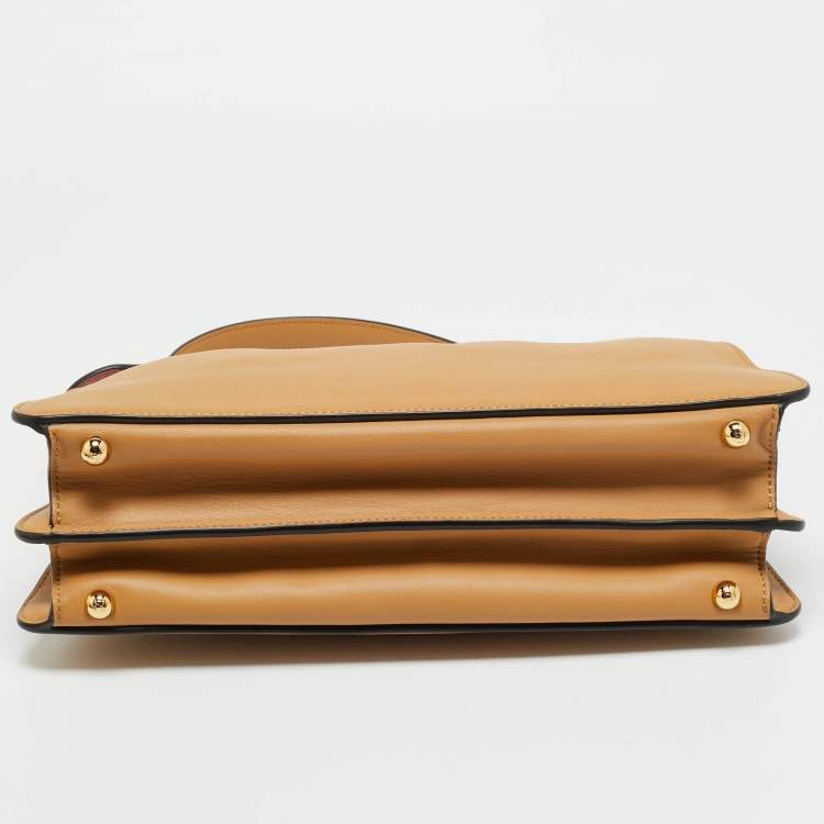 Pre Owned Fendi Tan Leather Medium Peekaboo Iseeu Top Handle Bag