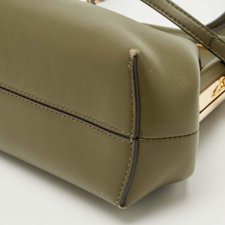 Pre Owned Fendi Olive Green Leather Small Fendi First Clutch Bag