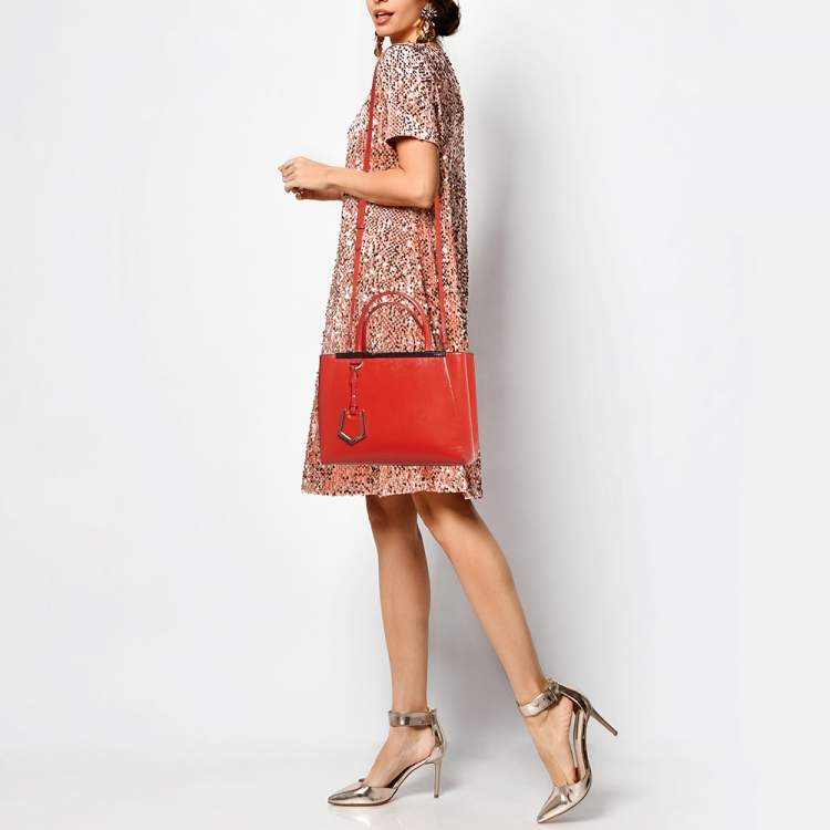 Pre Owned Fendi Red patent Leather Petite 2Jours Tote