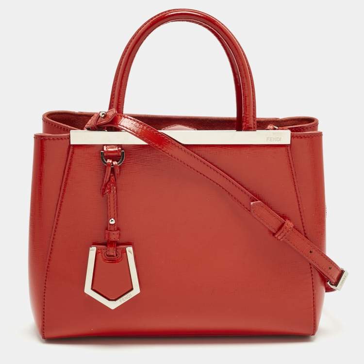 Pre Owned Fendi Red patent Leather Petite 2Jours Tote