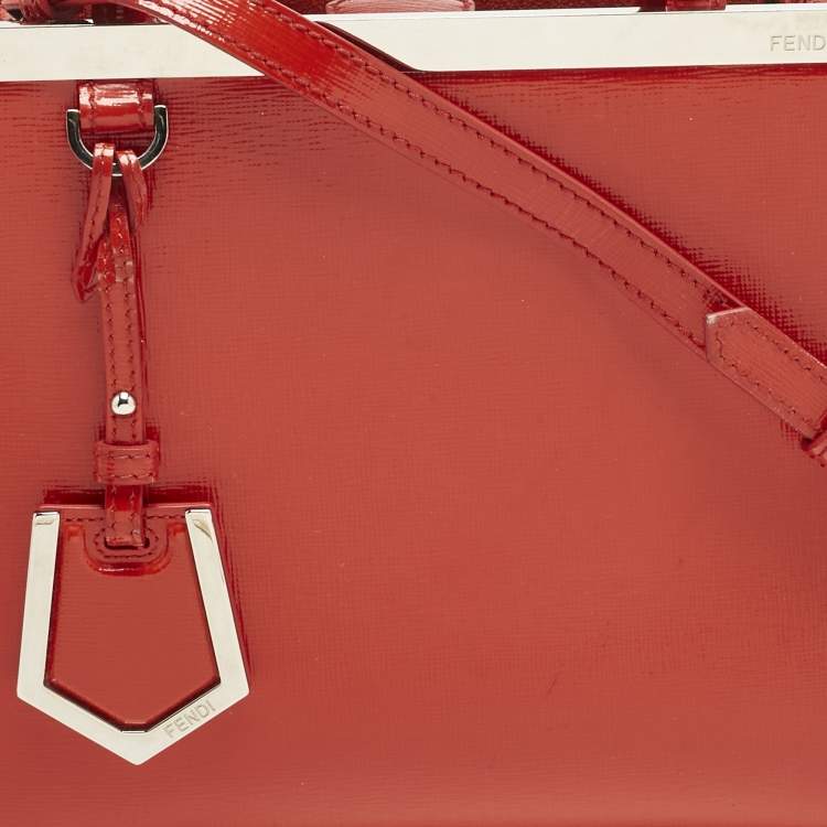 Pre Owned Fendi Red patent Leather Petite 2Jours Tote
