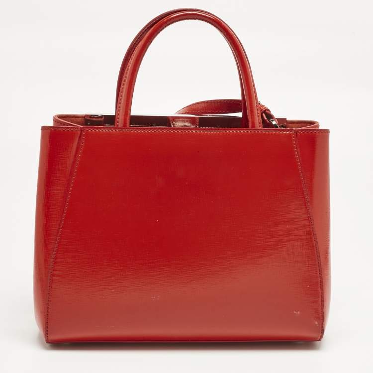 Pre Owned Fendi Red patent Leather Petite 2Jours Tote