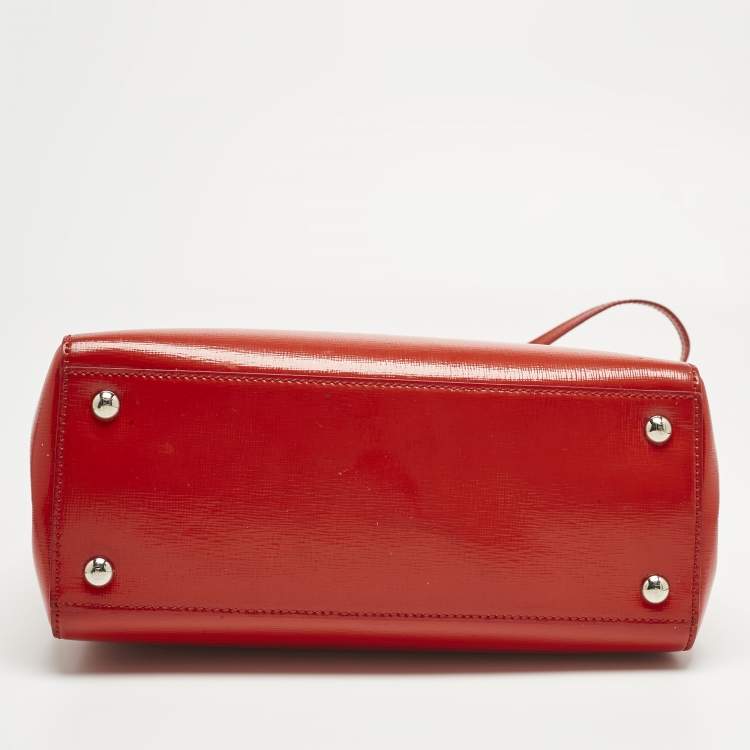 Pre Owned Fendi Red patent Leather Petite 2Jours Tote