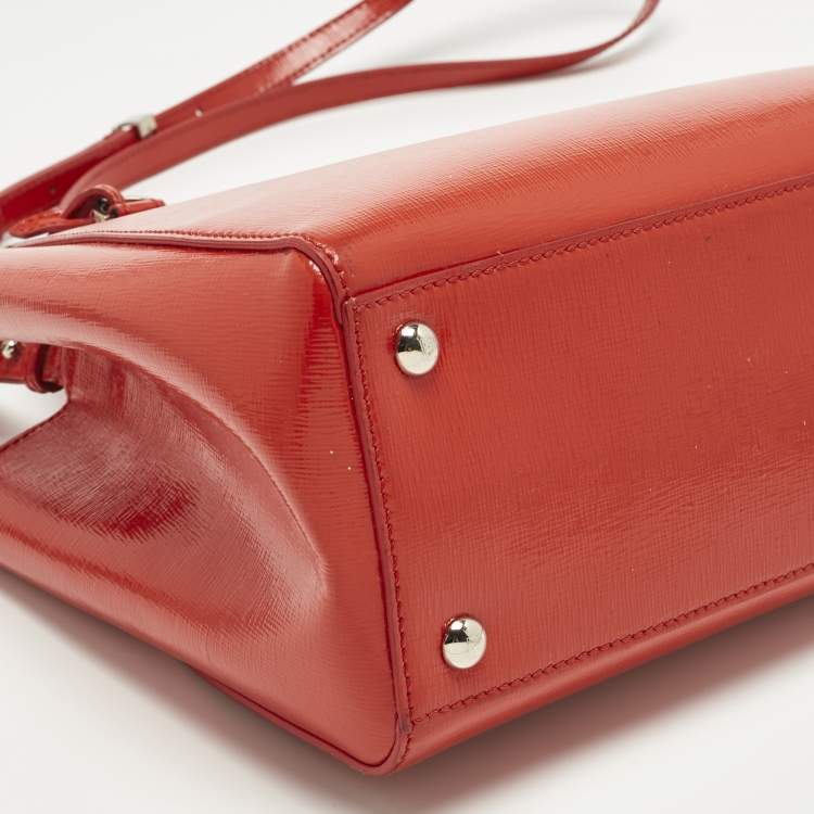 Pre Owned Fendi Red patent Leather Petite 2Jours Tote