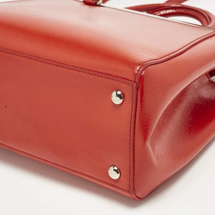 Pre Owned Fendi Red patent Leather Petite 2Jours Tote