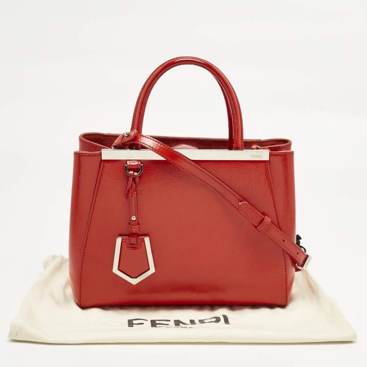 Pre Owned Fendi Red patent Leather Petite 2Jours Tote