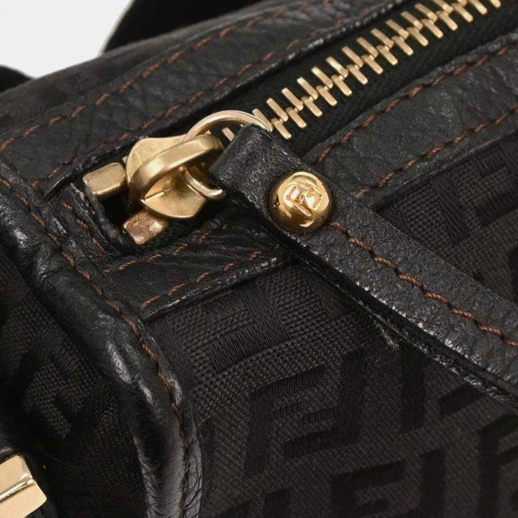 Pre Owned Fendi Black Zucchino Shoulder Bag