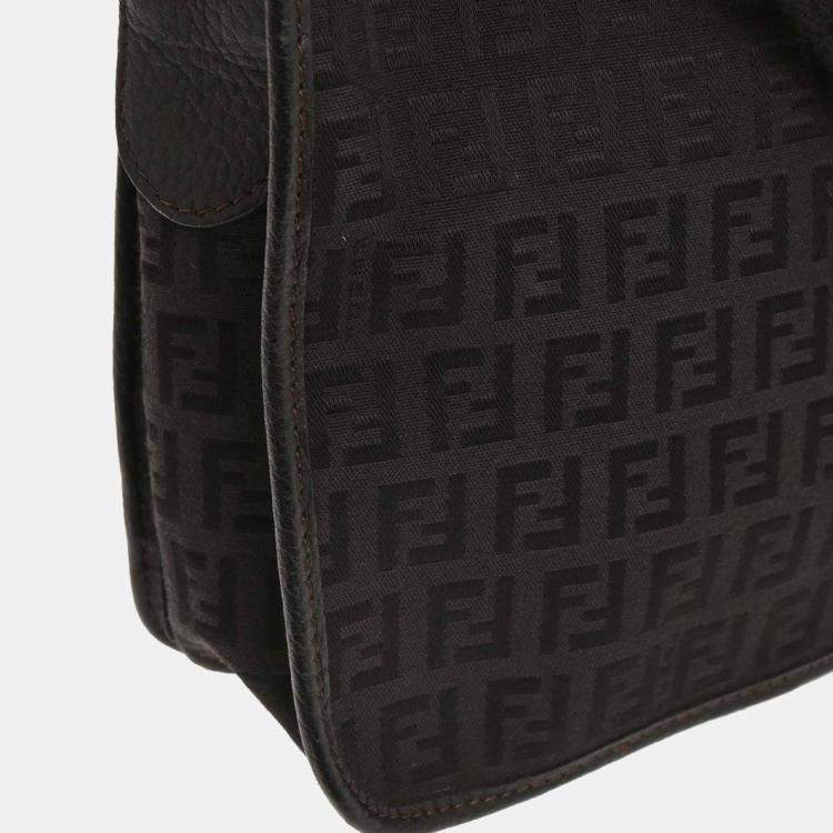 Pre Owned Fendi Black Zucchino Shoulder Bag