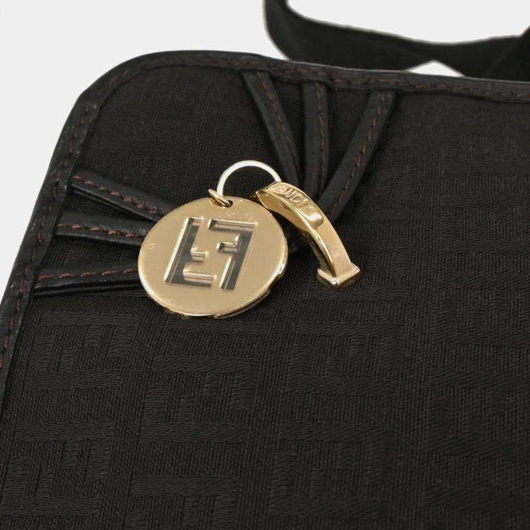 Pre Owned Fendi Black Zucchino Shoulder Bag