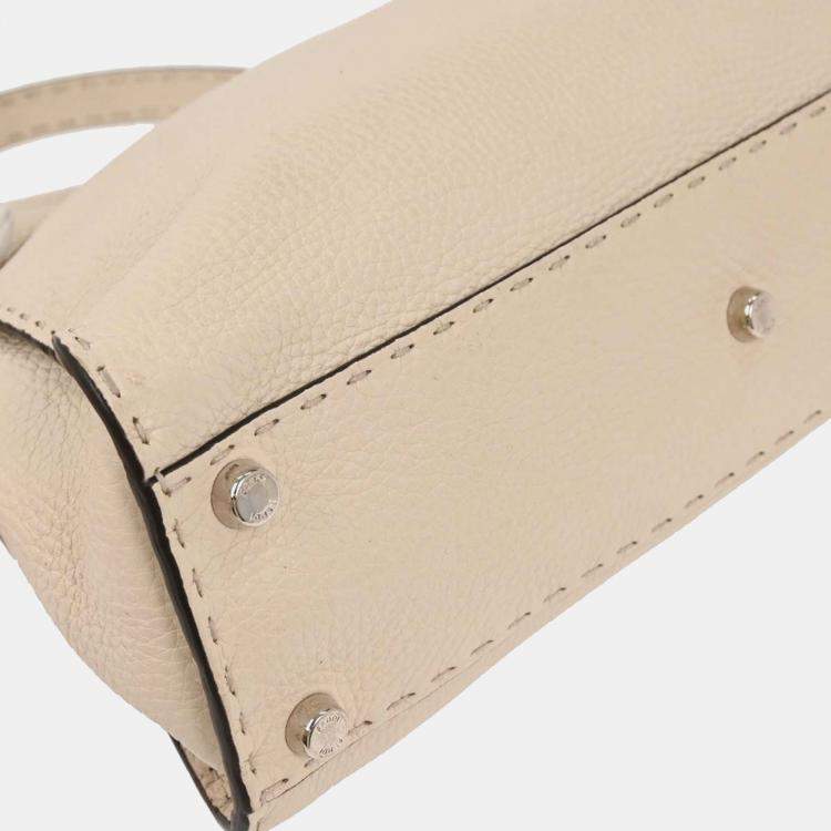 Pre Owned Fendi Off-white Leather Peekaboo 2way Handbag