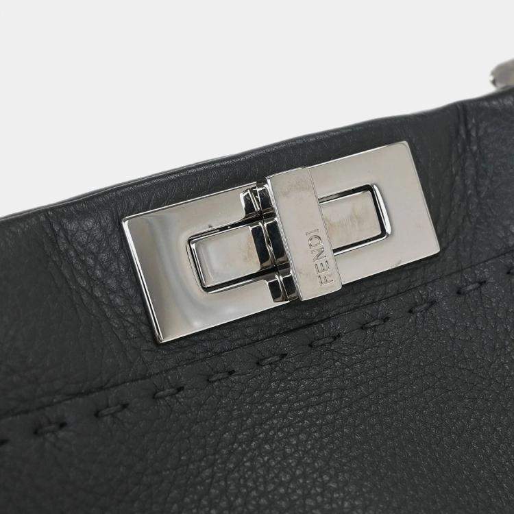 Pre Owned Fendi Gray Leather Peekaboo 2way Handbag