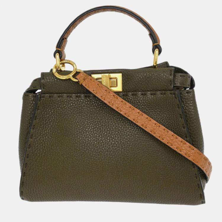Pre Owned Fendi Brown Leather Peekaboo 2way Handbag