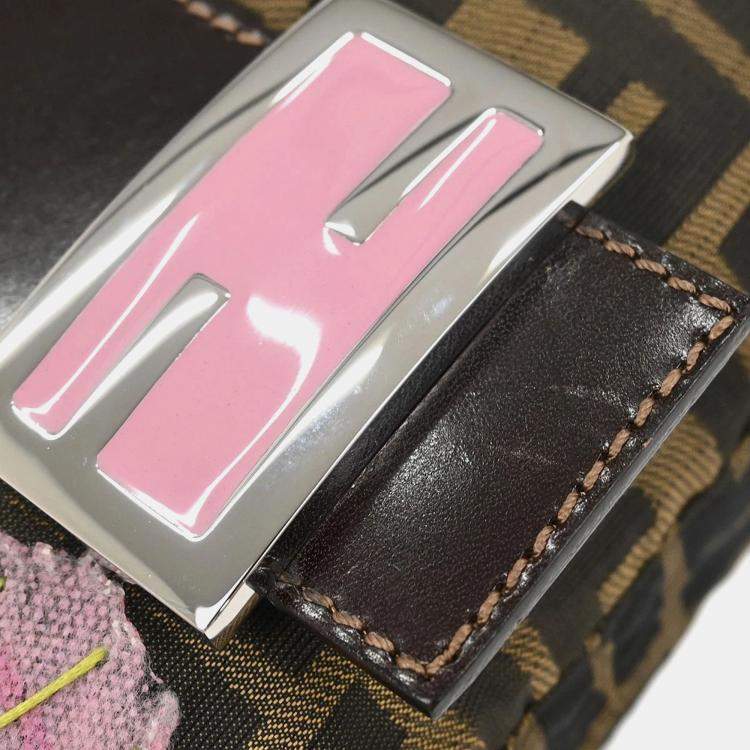 Pre Owned Fendi Brown Zucca Patchwork Baguette Handbag