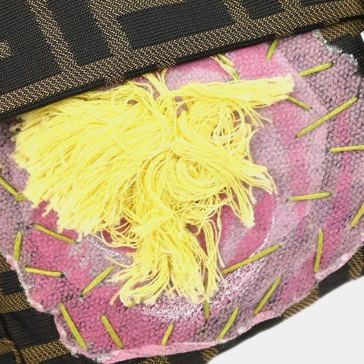 Pre Owned Fendi Brown Zucca Patchwork Baguette Handbag