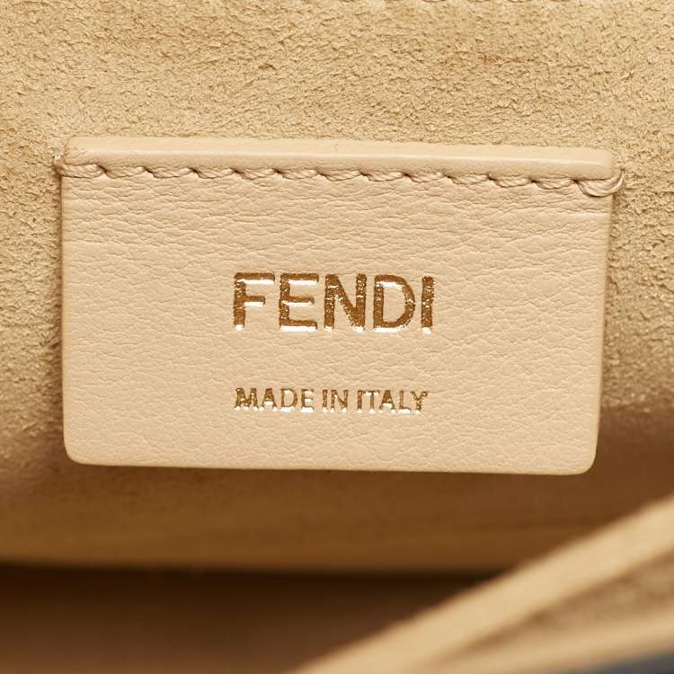 Pre Owned Fendi Black/Brown Zucca Embossed Leather Medium Kan I Shoulder Bag