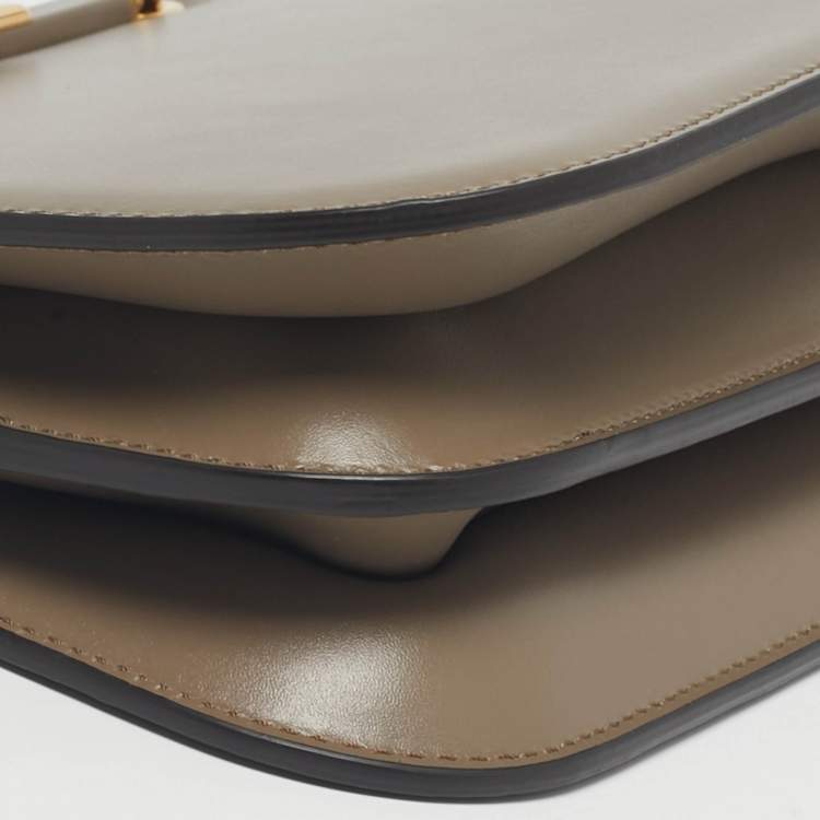 Pre Owned Fendi Dark Beige Leather Touch Shoulder Bag