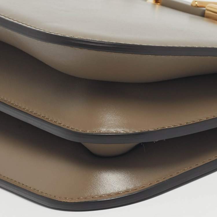 Pre Owned Fendi Dark Beige Leather Touch Shoulder Bag