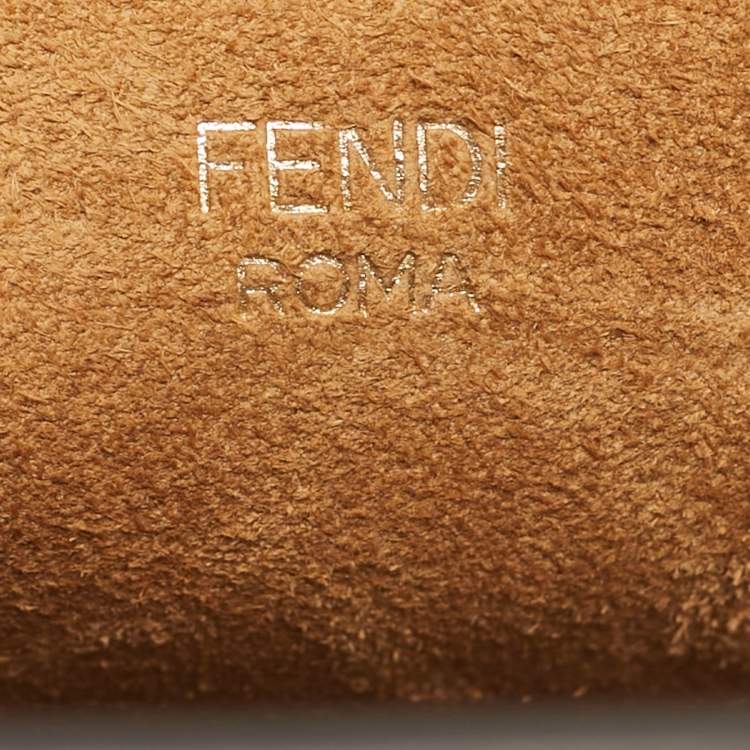 Pre Owned Fendi Dark Beige Leather Touch Shoulder Bag