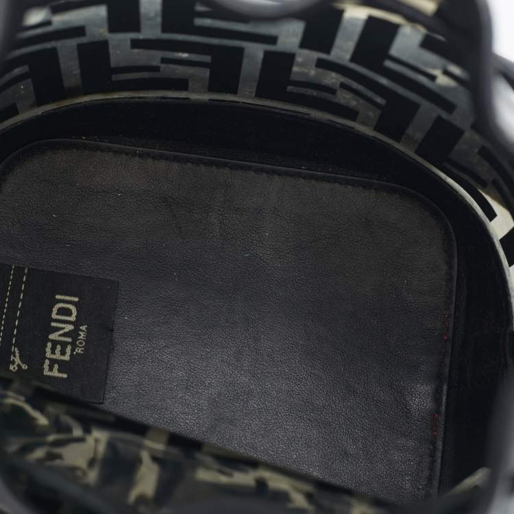 Pre Owned Fendi Black/Clear FF PVC and Leather Mini Mon Tresor Drawstring Bucket Bag