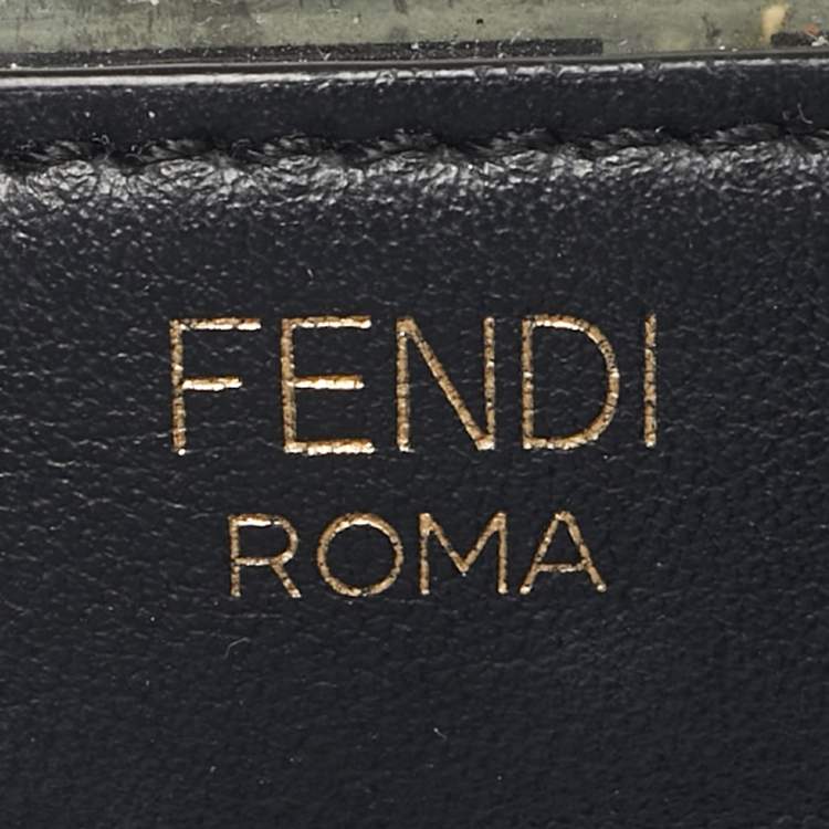 Pre Owned Fendi Black/Clear FF PVC and Leather Mini Mon Tresor Drawstring Bucket Bag