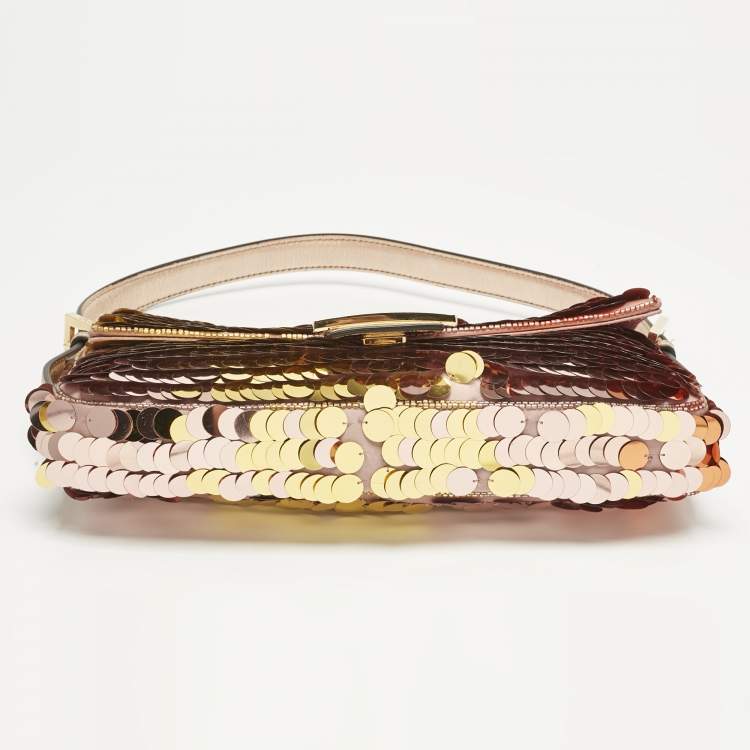 Pre Owned Fendi Multicolor Sequins Medium Baguette Bag