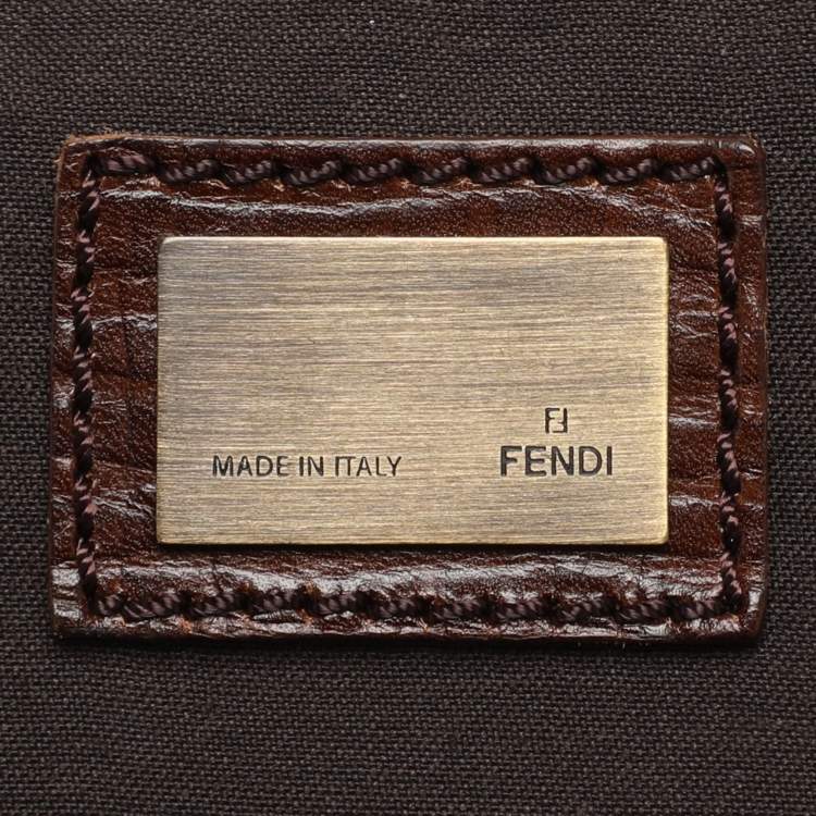 Pre Owned Fendi Tobacco Zucca Coated Canvas And Leather Carry On Luggage Suitcase