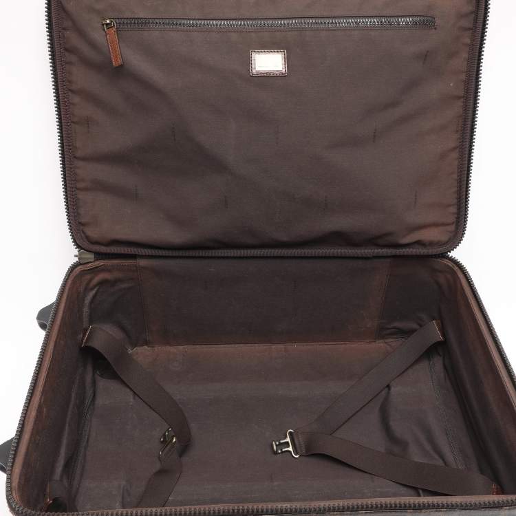 Pre Owned Fendi Tobacco Zucca Coated Canvas And Leather Carry On Luggage Suitcase