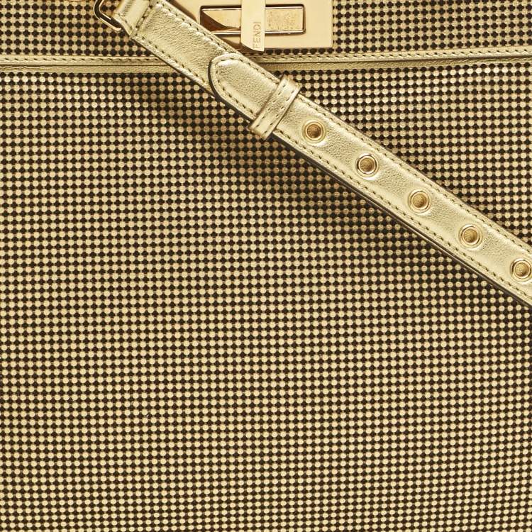 Pre Owned Fendi x Versace Perforated Leather Medium Peekaboo ISeeU Top Handle Bag