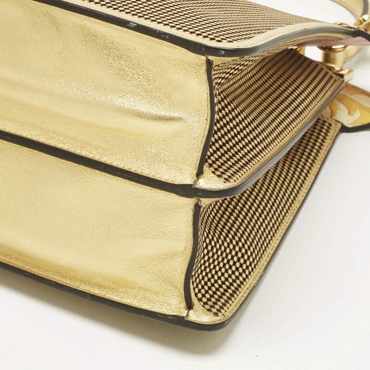 Pre Owned Fendi x Versace Perforated Leather Medium Peekaboo ISeeU Top Handle Bag