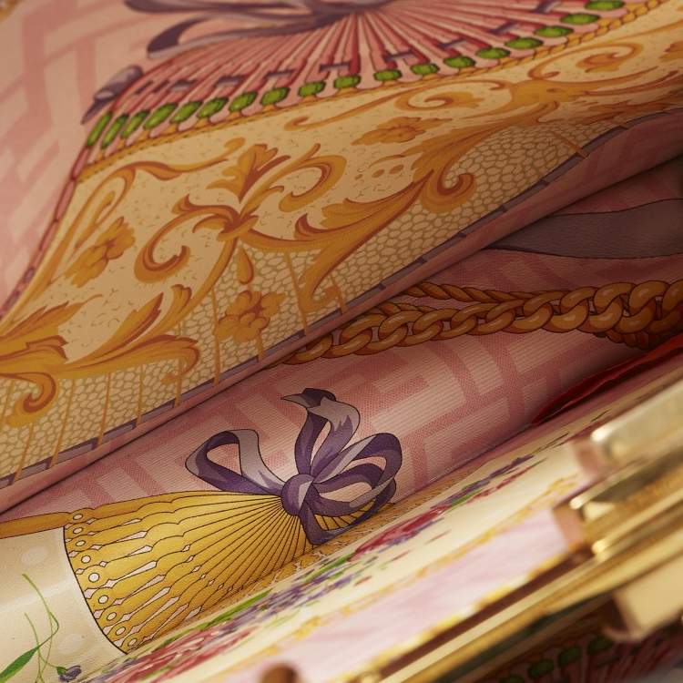 Pre Owned Fendi x Versace Perforated Leather Medium Peekaboo ISeeU Top Handle Bag