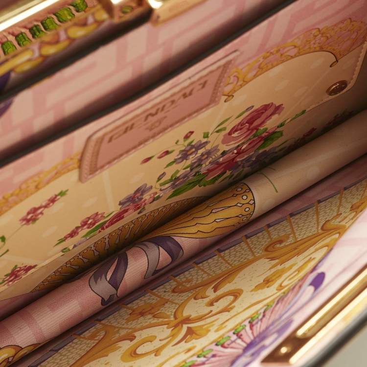 Pre Owned Fendi x Versace Perforated Leather Medium Peekaboo ISeeU Top Handle Bag