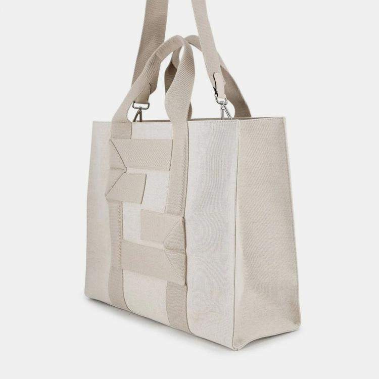 Pre Owned Fendi Shopping Bag Beige Canvas