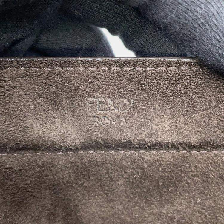 Pre Owned Fendi Flip Medium Tote Brown/Black Leather Size Medium