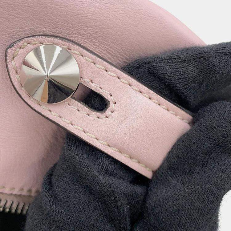 Pre Owned Fendi Bolsa Vitto Dolce Studded Shoulder Bag Pink Leather