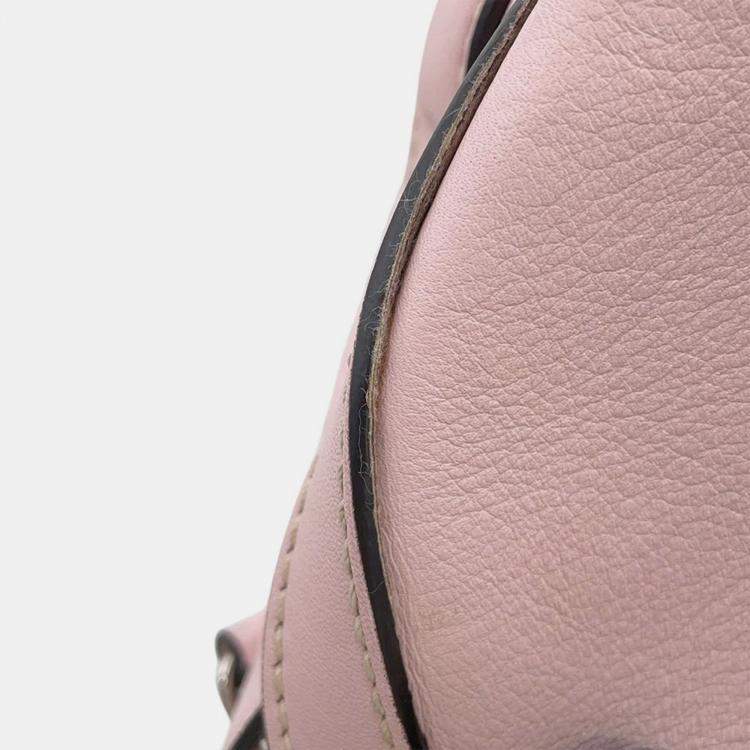 Pre Owned Fendi Bolsa Vitto Dolce Studded Shoulder Bag Pink Leather