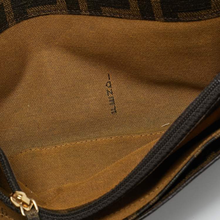 Pre Owned Fendi Tobacco Zucca Coated Canvas Polka Dot Flap Continental Wallet