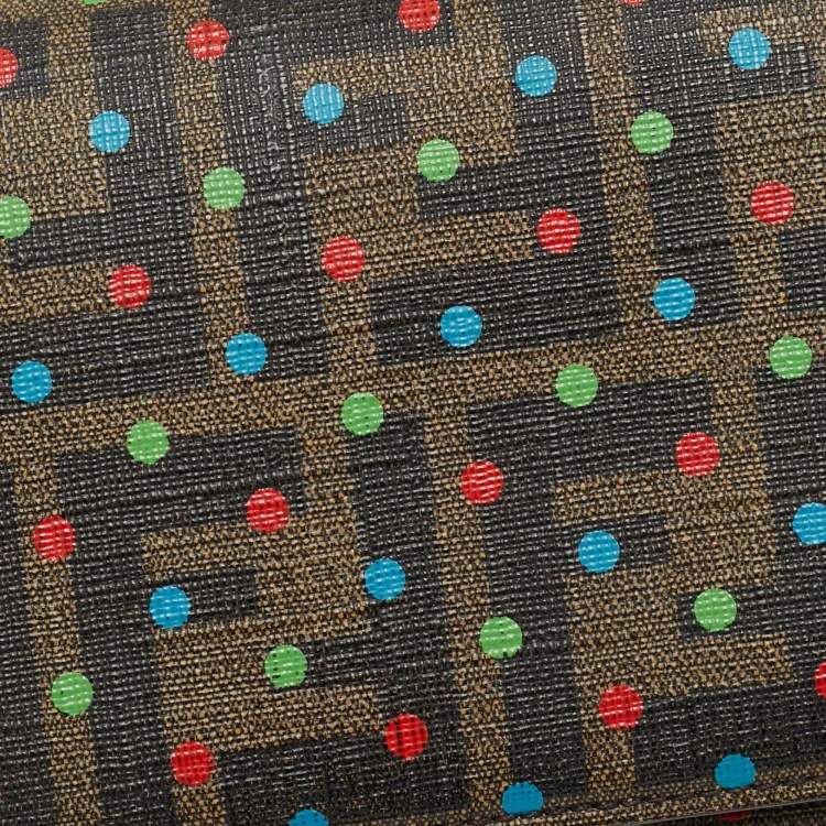 Pre Owned Fendi Tobacco Zucca Coated Canvas Polka Dot Flap Continental Wallet