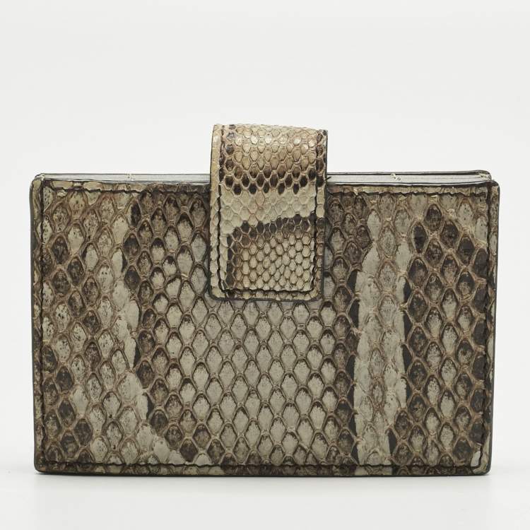 Pre Owned Fendi Grey Python and Leather F is Fendi Card Case