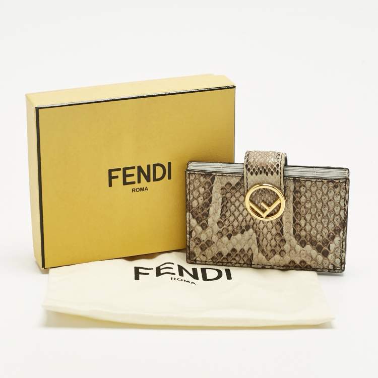 Pre Owned Fendi Grey Python and Leather F is Fendi Card Case