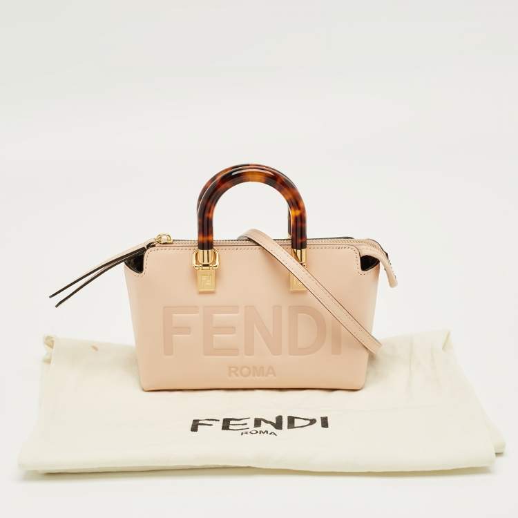 Pre Owned Fendi Peach Leather Mini By The Way Bag