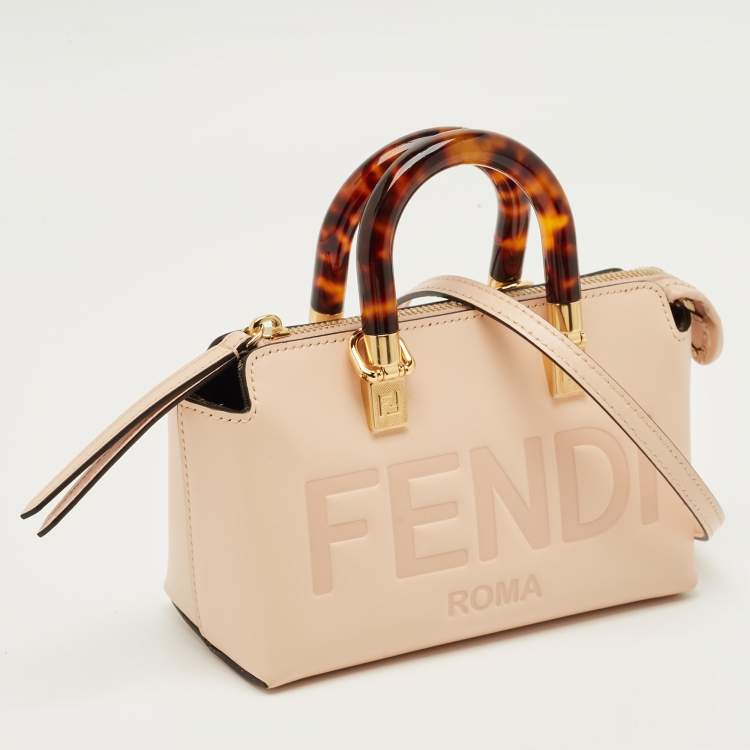 Pre Owned Fendi Peach Leather Mini By The Way Bag