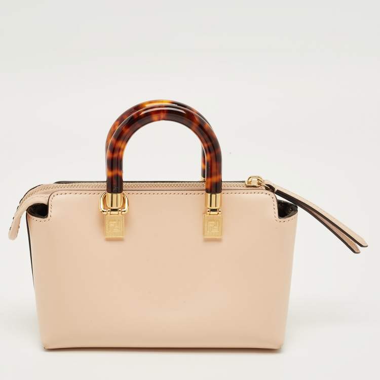 Pre Owned Fendi Peach Leather Mini By The Way Bag